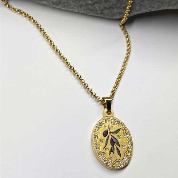 NEW Olive Branch & Rhinestone Layering Necklace - Picture 8 of 16